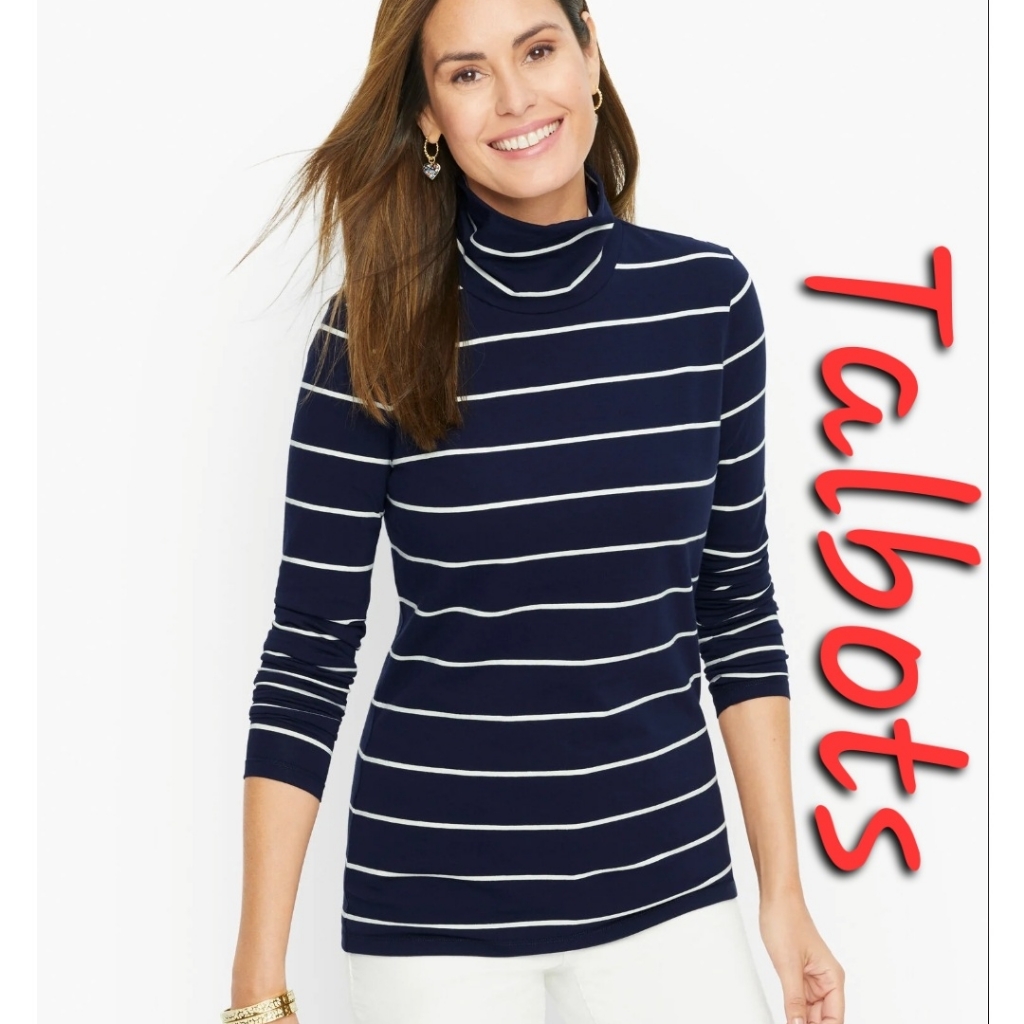 50 Off Nwt Talbots Brand Striped Cotton Turtleneck